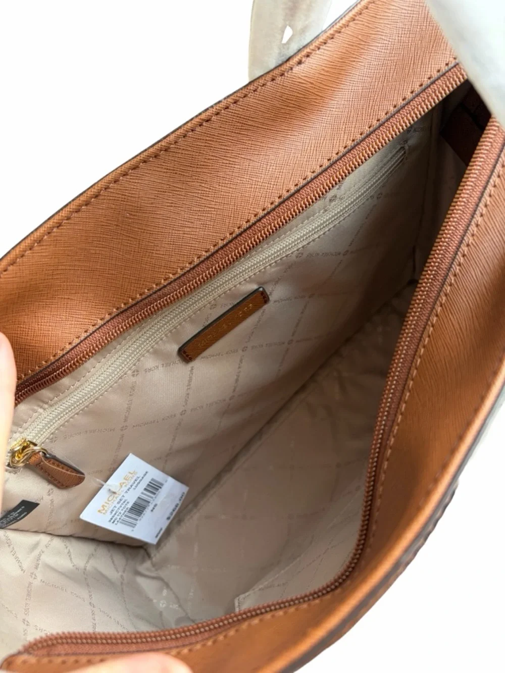 Michael Kors Jet Set Travel Medium Top Zip Tote Brown Gold MK Shoulder Bag NWT